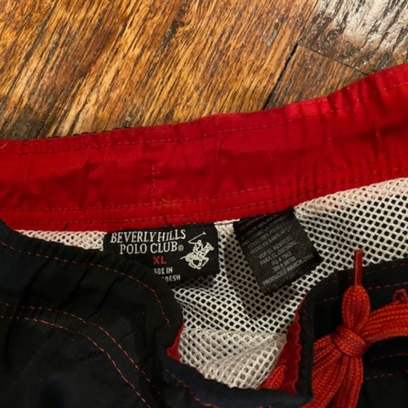 Bundle 2 *BLACK & RED Beverly Hills Polo Club CARGO SWIM TRUNKS + Black TEE ~ XL - Picture 5 of 6